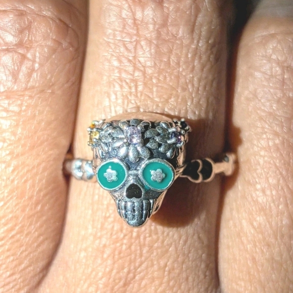 Quality Gothic Skull Dainty Unique Flower Adjustable Stunning Ring in 925 Silver - Picture 13 of 16